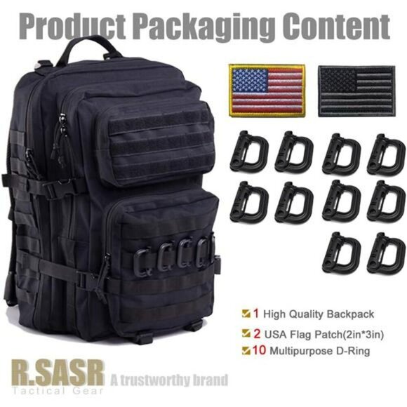 Military Tactical Backpack 45L Molle Hiking Camping Rucksack with Pockets - Picture 4 of 7